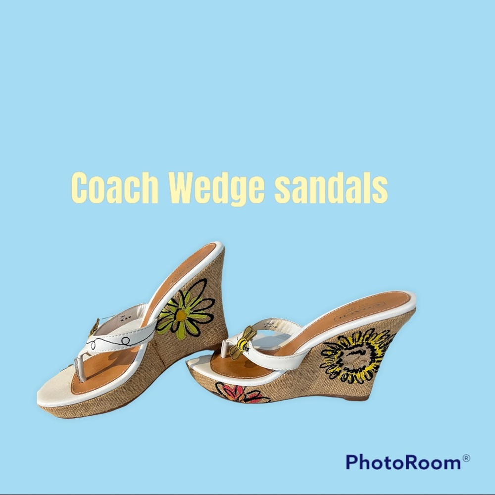 Summer’s coming. Barely worn size 8 Coach Wedge sandals.